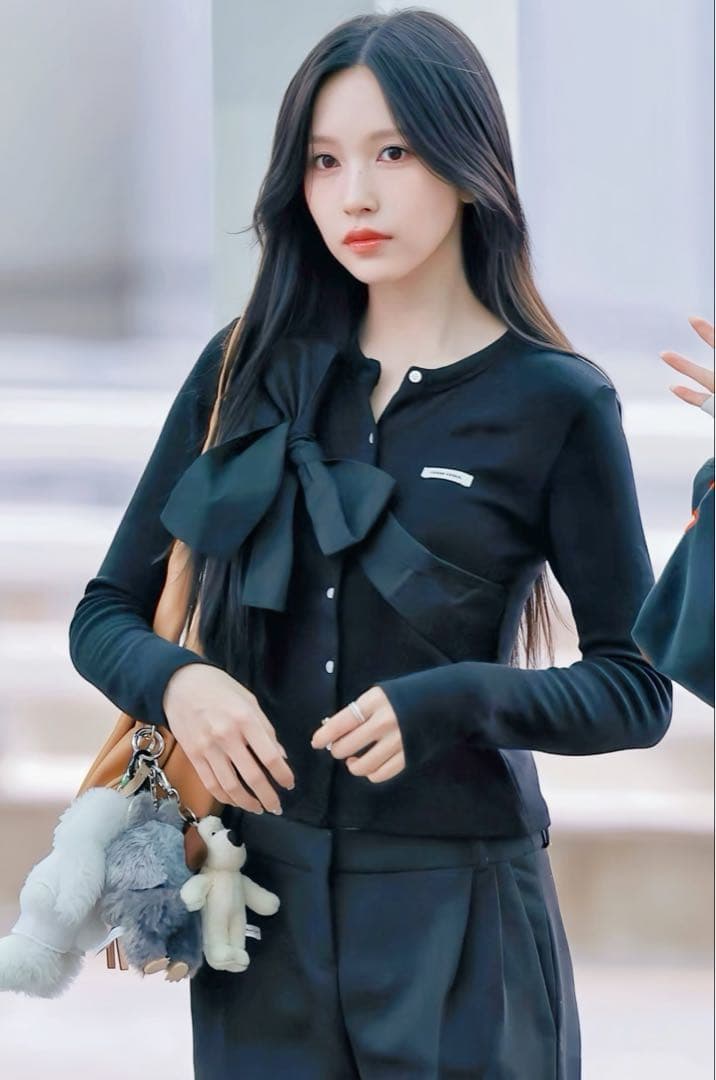 TWICE ミナ 着用 crank リボン 長袖カーディガン 黒 - メルカリ