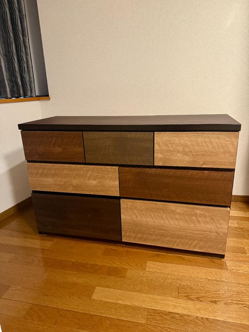 【おしゃれで収納力抜群】ニトリ チェスト（引き出し7段） ニトリ（NITORI） 3段チェスト PST2 (ミドルブラウン/ブラック) タンス