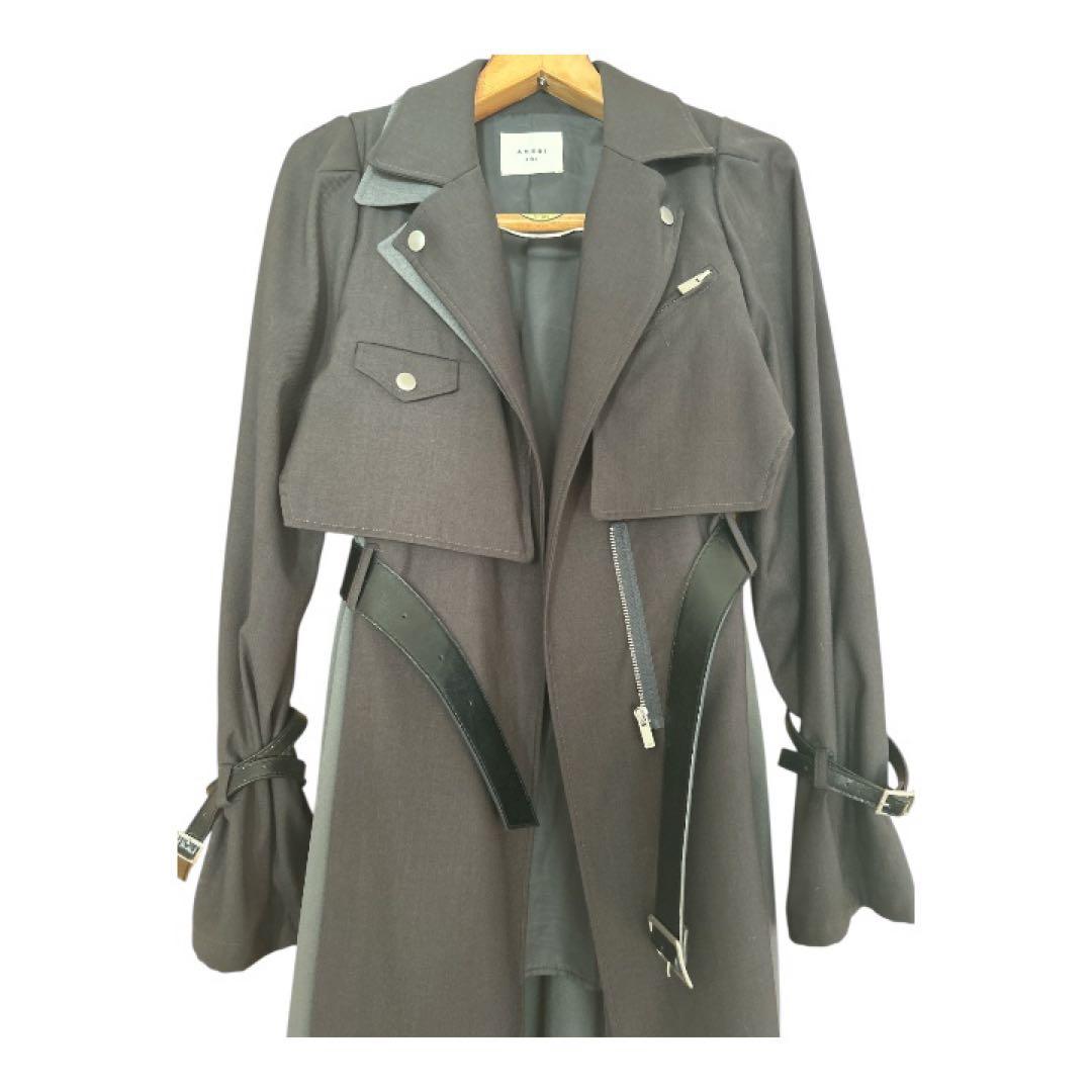 美品】アメリヴィンテージ ライダース ドッキング ロングコート グレー