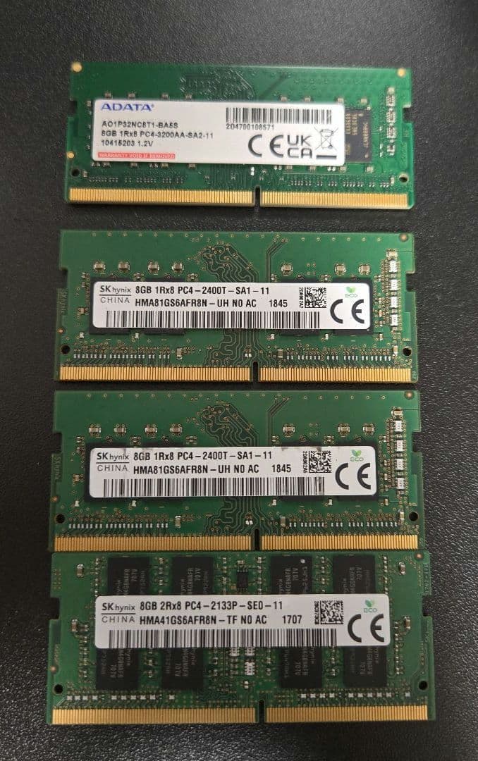 m*o様 DDR4 メモリ8GB ADATA SK hynix 4枚目セット SK hynix ddr4 16gb ノート SK HYNIX PC4-2400T 8GB 2枚で 16GB DDR4