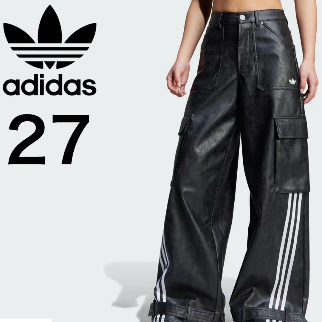 新品27⭐️ADILENIUM シーズン 3 ビンテージ フェイクレザーパンツ黒白