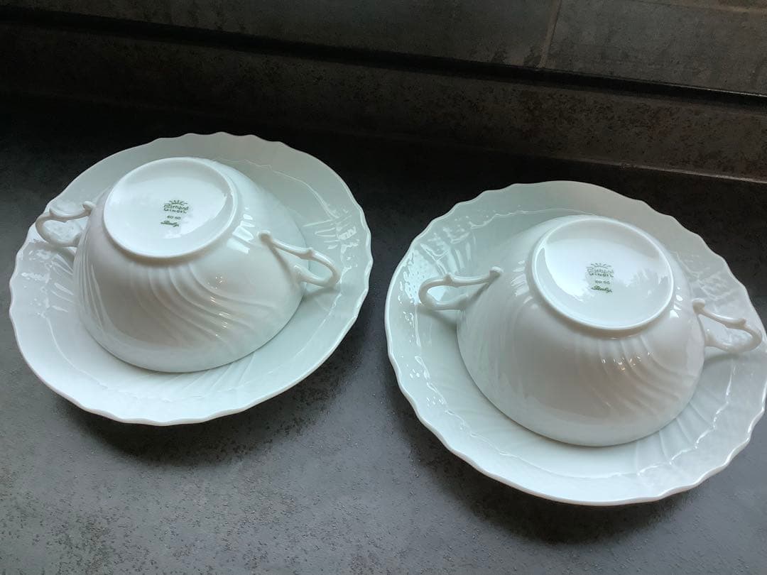 未使用品 リチャードジノリ ベッキオホワイト スープカップ×ソーサー 2