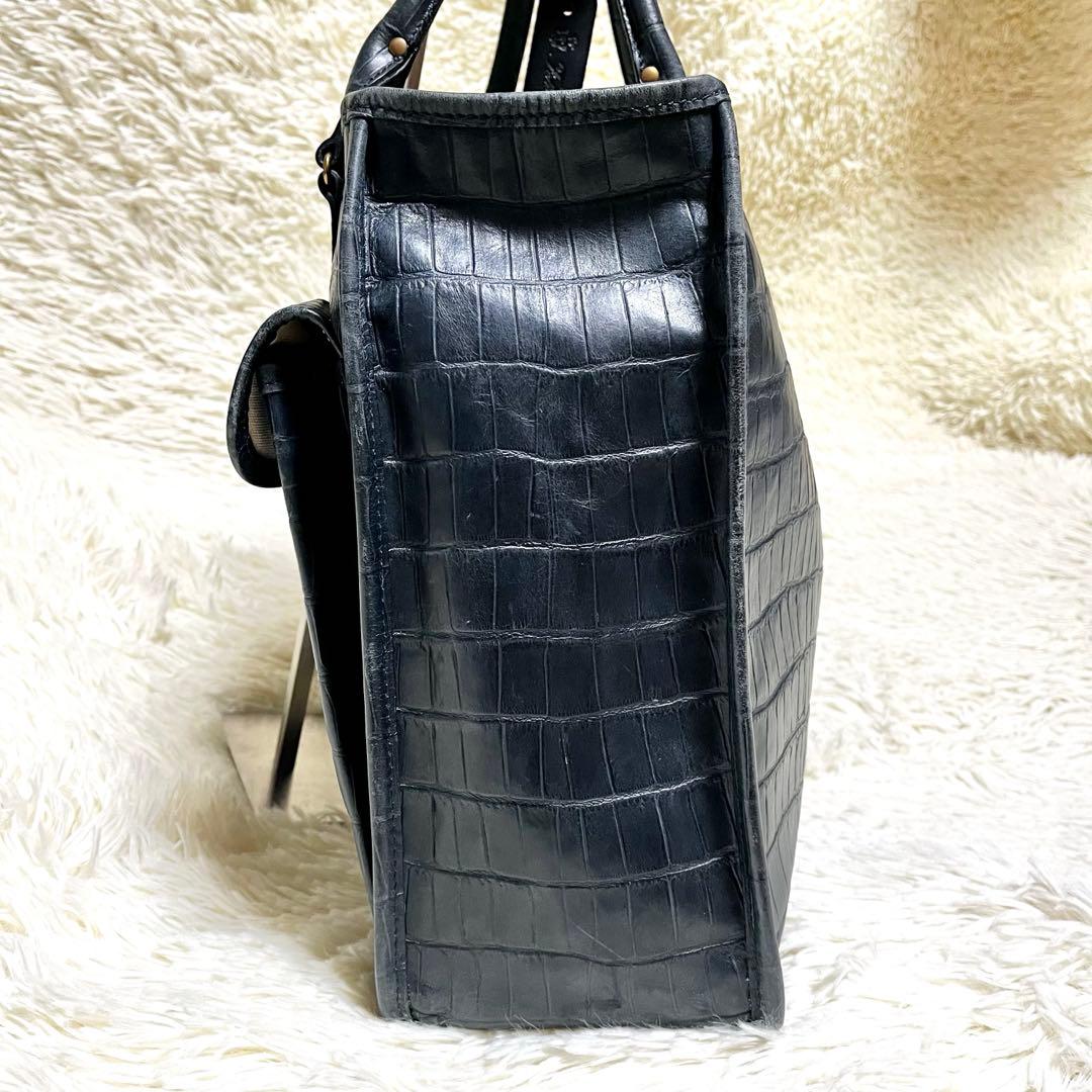 ま*君様 希少✨フェリージ トートバッグ レザー クロコ型押し チャーム