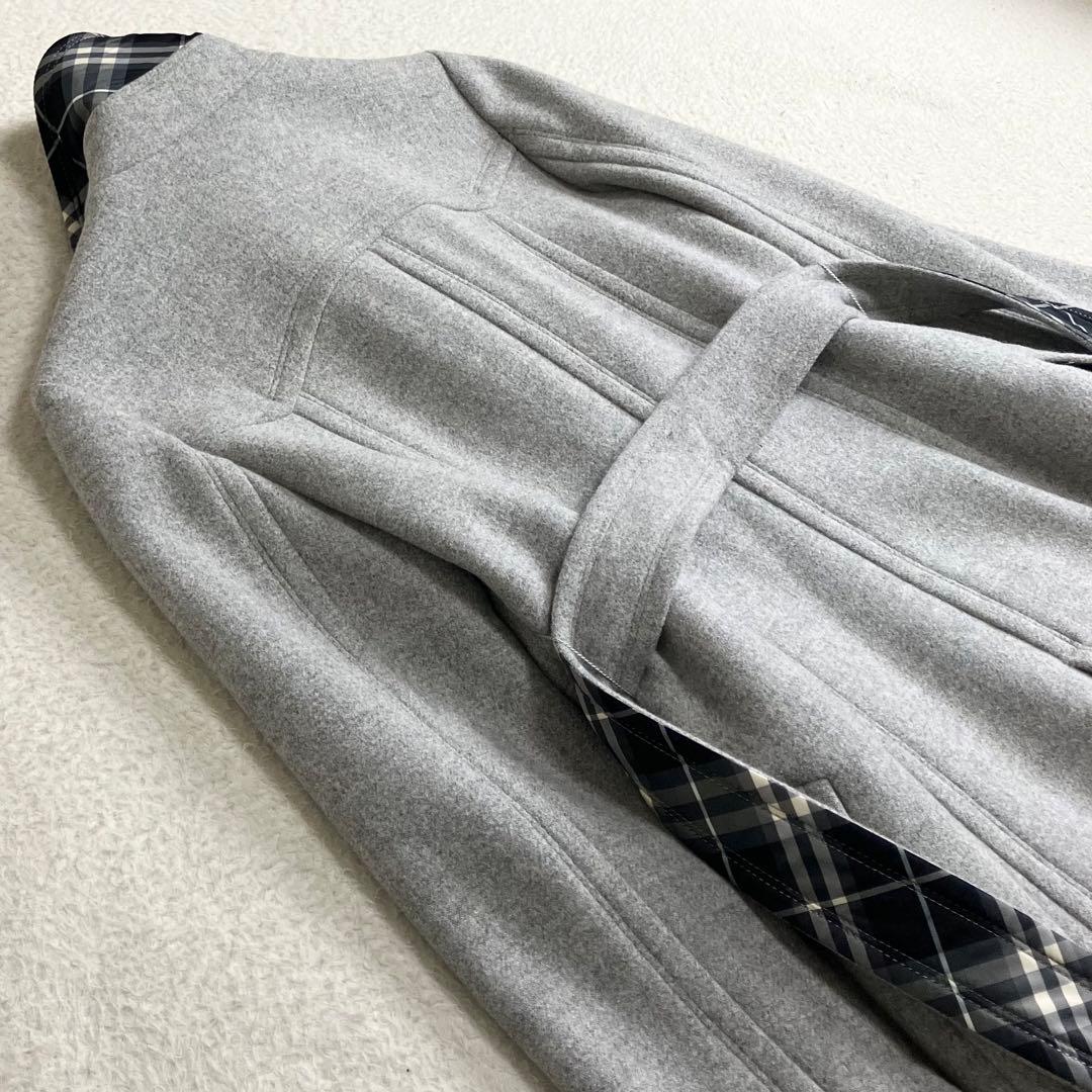 バーバリーブルーレーベル ベルテッドロングコート アンゴラ混 ノバ