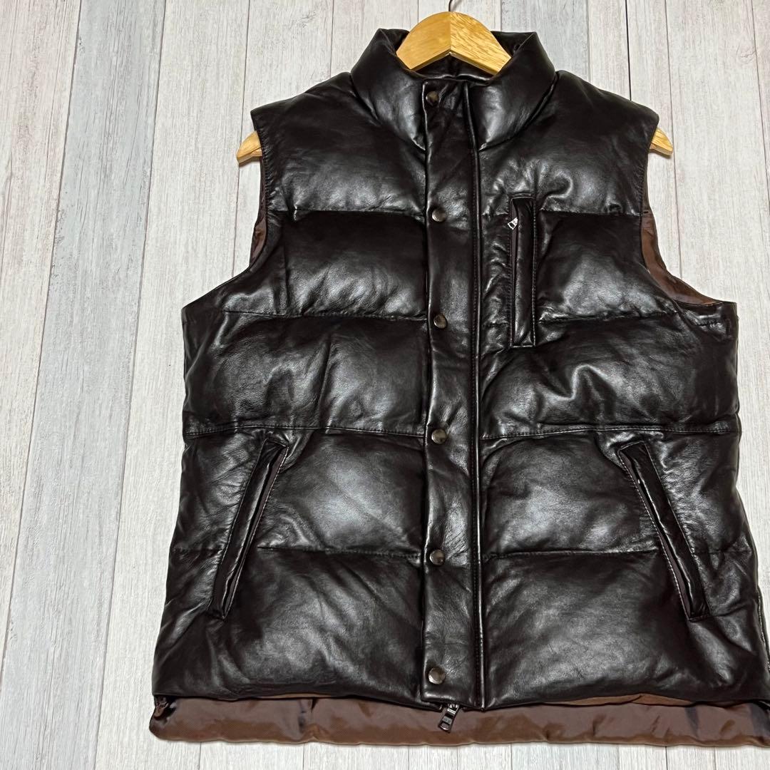 GREEN LABEL RELAXING ダウンベスト 羊革 レザー 希少 L - メルカリ