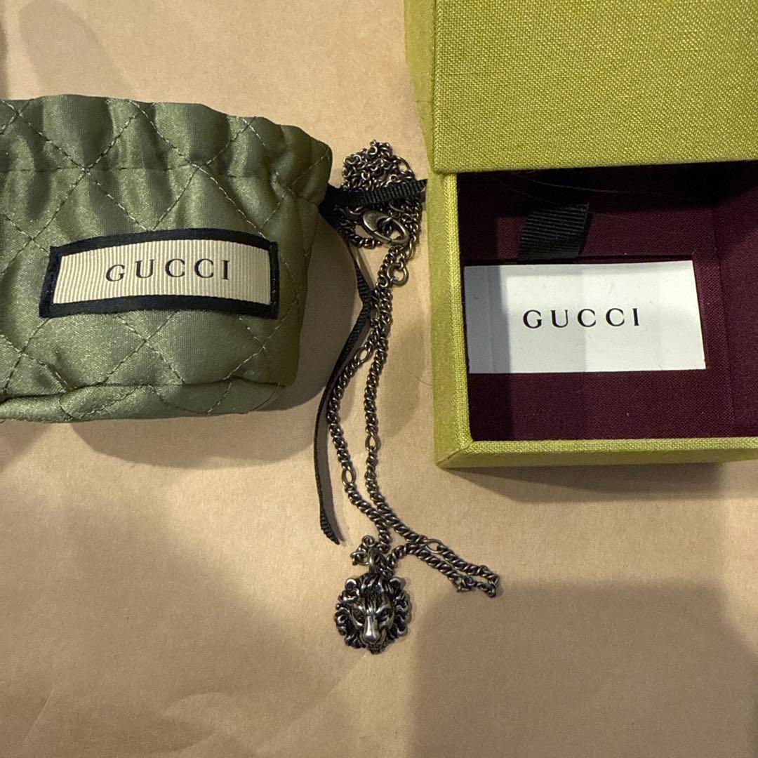 【GUCCI】ライオンヘッド シルバーネックレス GUCCI】グッチ『ライオンヘッド ネックレス』410673 1週間保証【中古