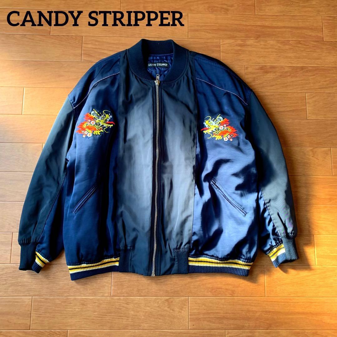 キャンディストリッパー ペペちゃん 刺繍 スカジャン MA-1 スタジャン キャンディ ストリッパー24年秋アウター、ペールトーンのスタジャン
