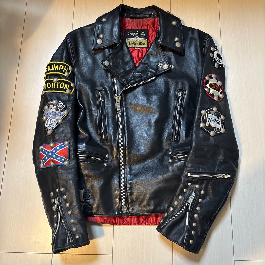 666 トリプルシックス レザー ダブルライダースジャケット ブラック