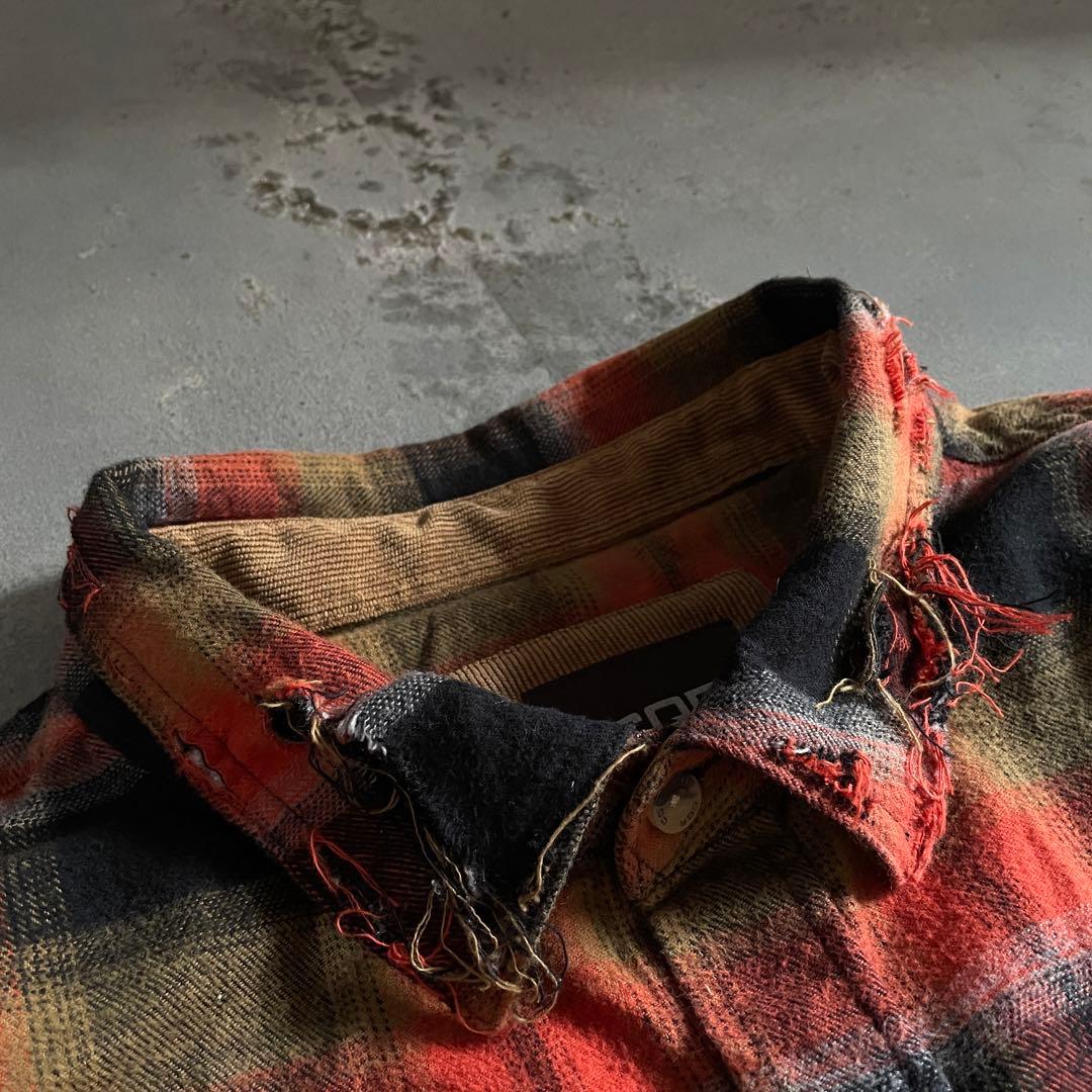 Y2k cqr weed grunge“襤褸”flannel shirt