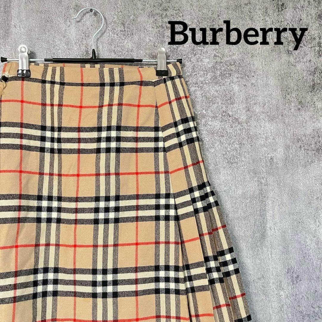 バーバリー Burberry ノバチェック ベルト付き 巻きプリーツ スカート