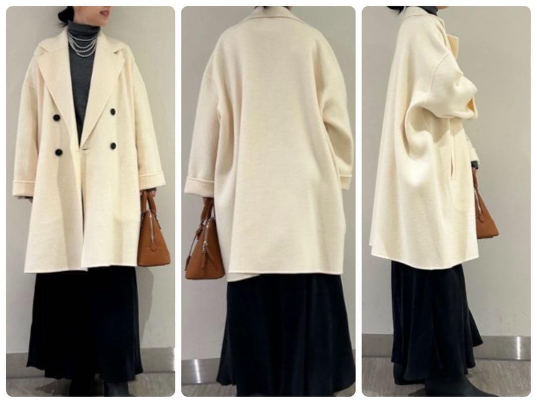 新品タグ付】ミラオーウェン/ワイドシルエットダブルブレストコート