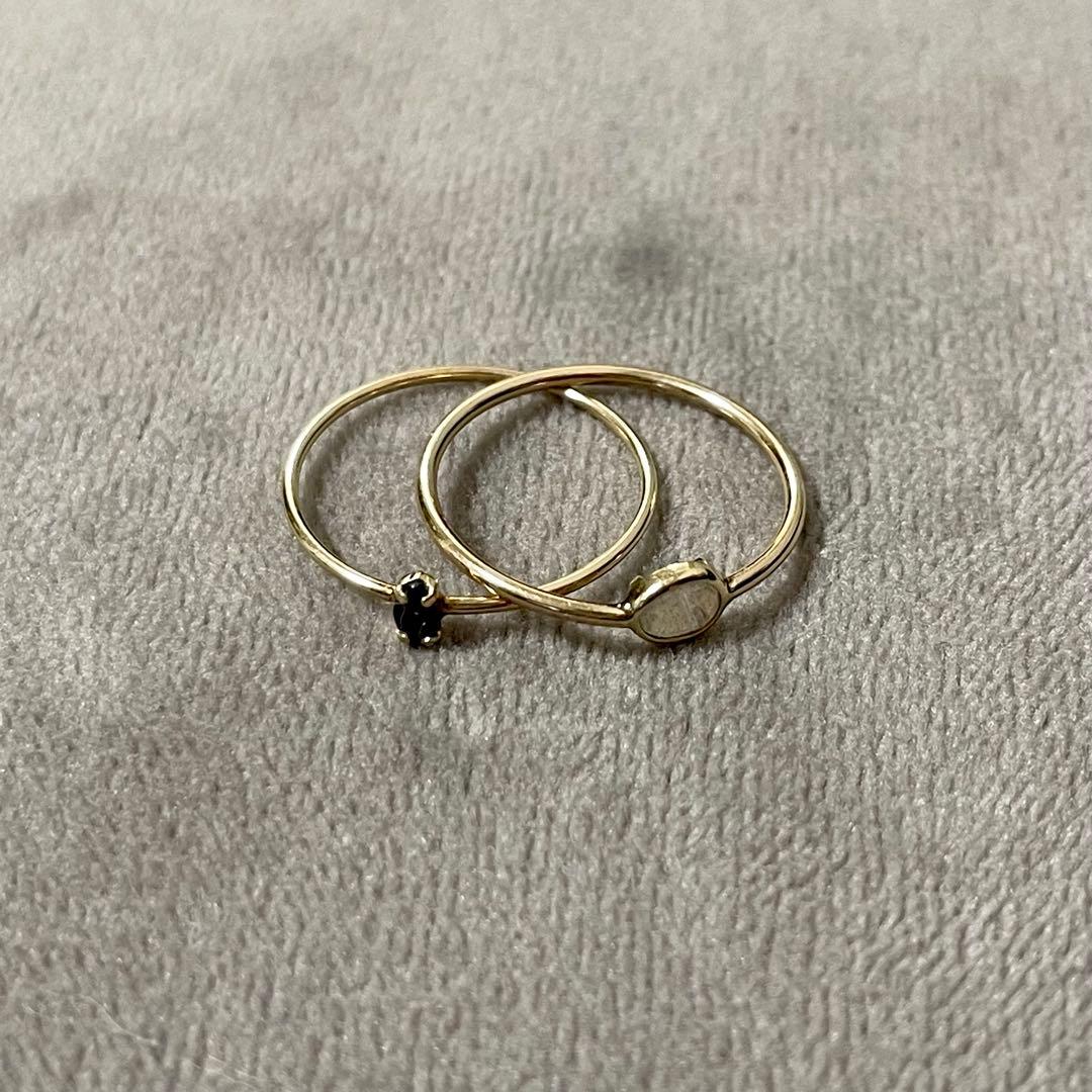 アガットagete スキニーリング K10/ラブラドライト,ジルコニア/指輪9号