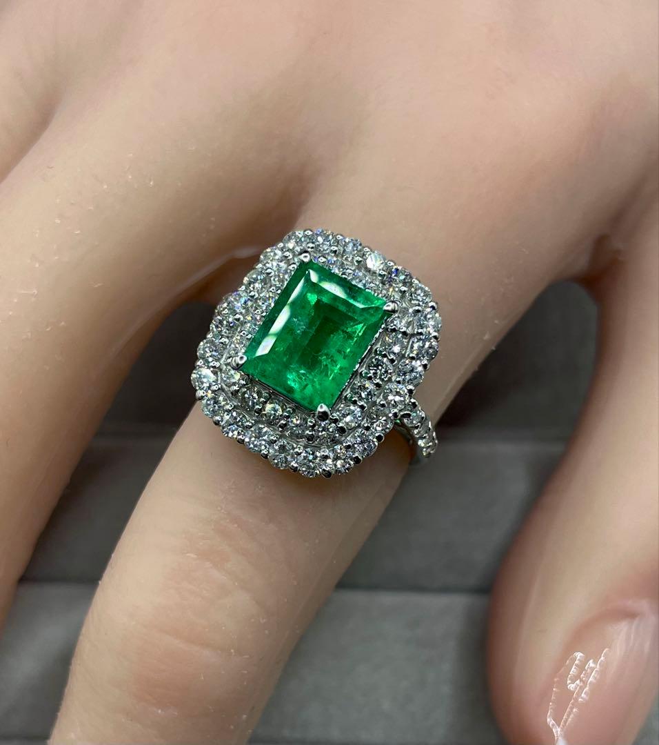 最終交渉可JA27☆最高級 コロンビア産 エメラルド2.57ct リング 鑑付