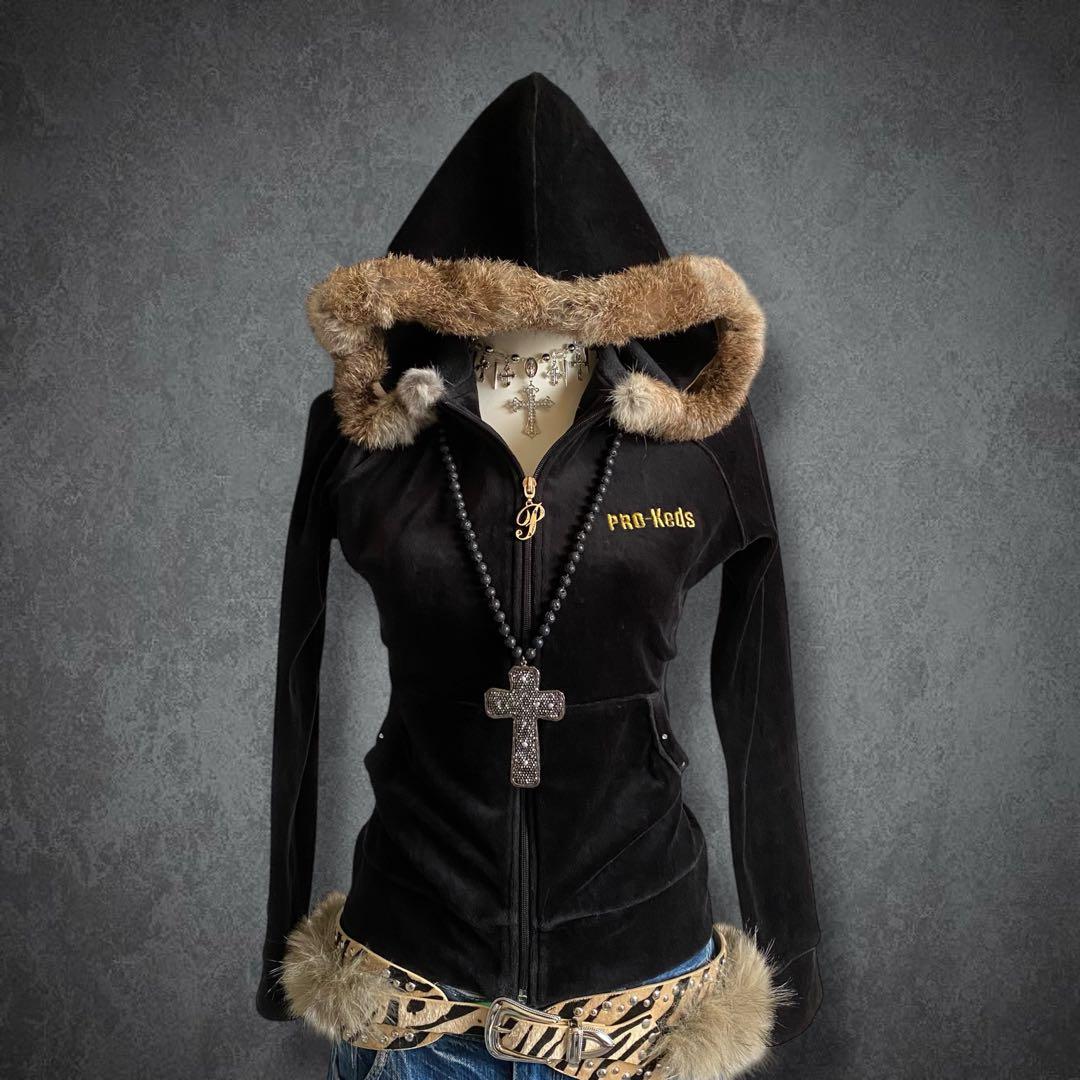 00s y2k ベロア ファー パーカー 平成ギャル グランジ パンク - メルカリ