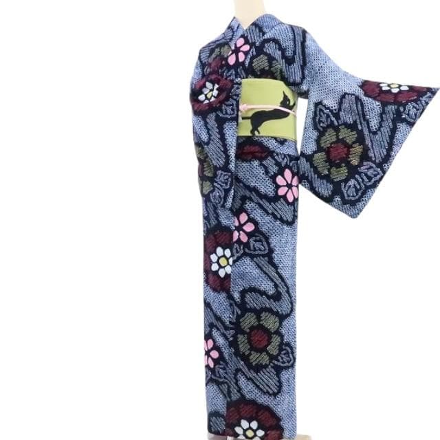 Y1126◇美品 綿 有松鳴海絞り 洗える夏着物 居敷当て付 手縫い 高級浴衣