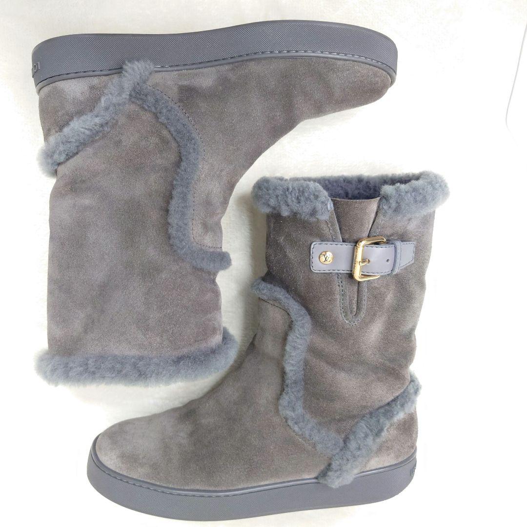 美品】ルイヴィトン ムートン エンジニアブーツ レザー ベルト ボア 37