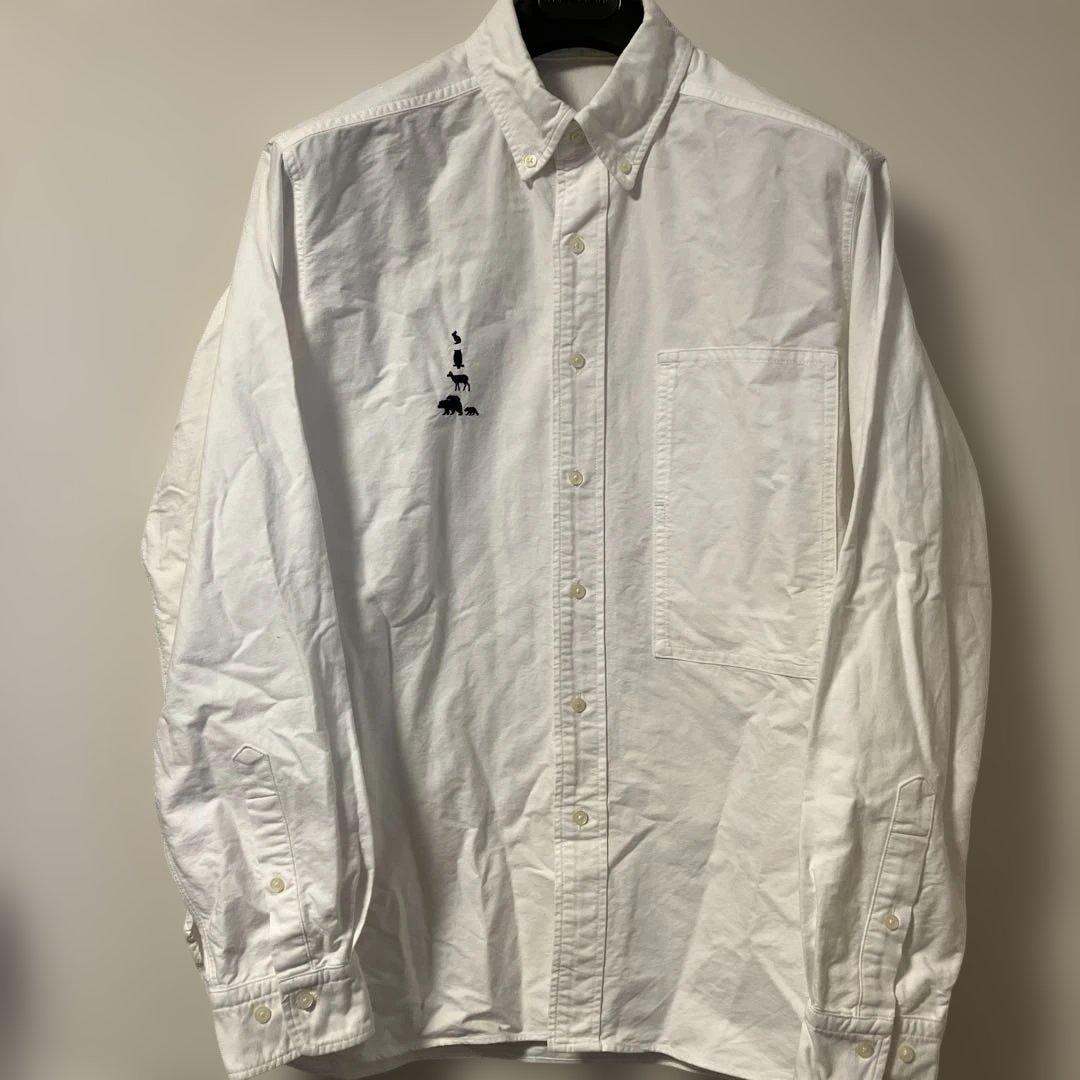 マウンテンリサーチ　BD2021オックスフォード動物刺繍BDシャツ白Lサイズ マウンテンリサーチ BD2021オックスフォード動物刺繍BDシャツ白Lサイズ