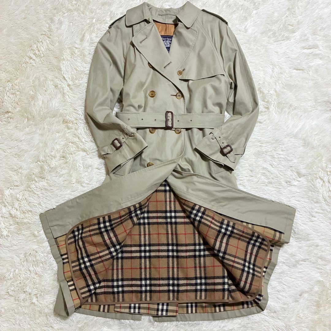 極美品 バーバリー トレンチコート 英国製 ライナー ベルト ノバチェック XL 貴重希少 XL ヴィンテージ BURBERRY バーバリー ノバチェック トレンチ
