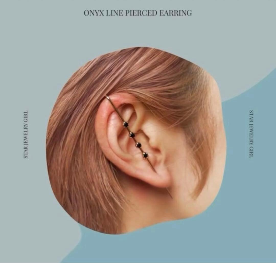 STAR JEWELRY GIRL K10ゴールド ラインピアス オニキス