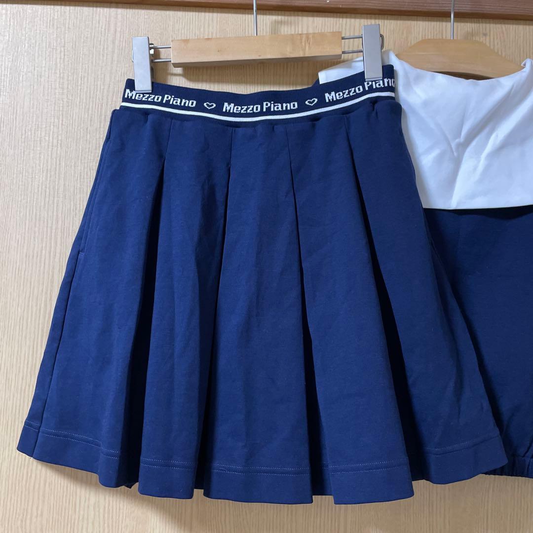 メゾピアノジュニア セットアップ スカート トップス ネイビー 160