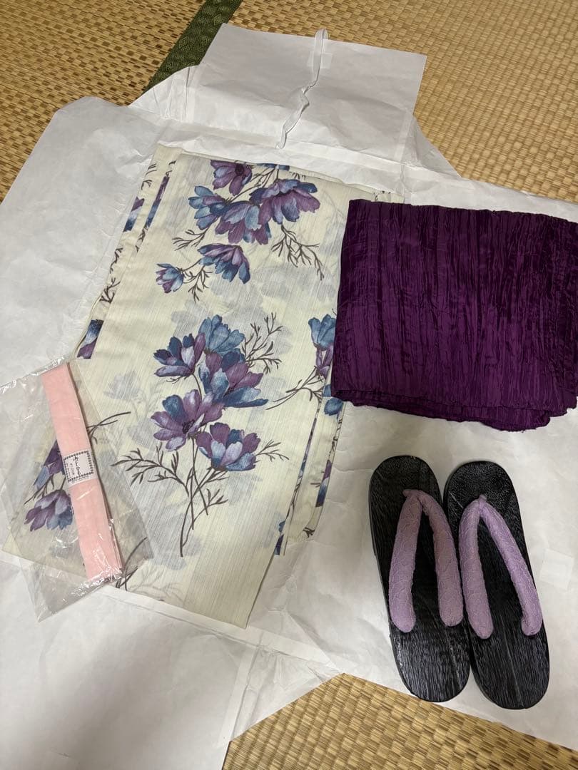 Dita 浴衣 4点セット 水彩のドライフラワー