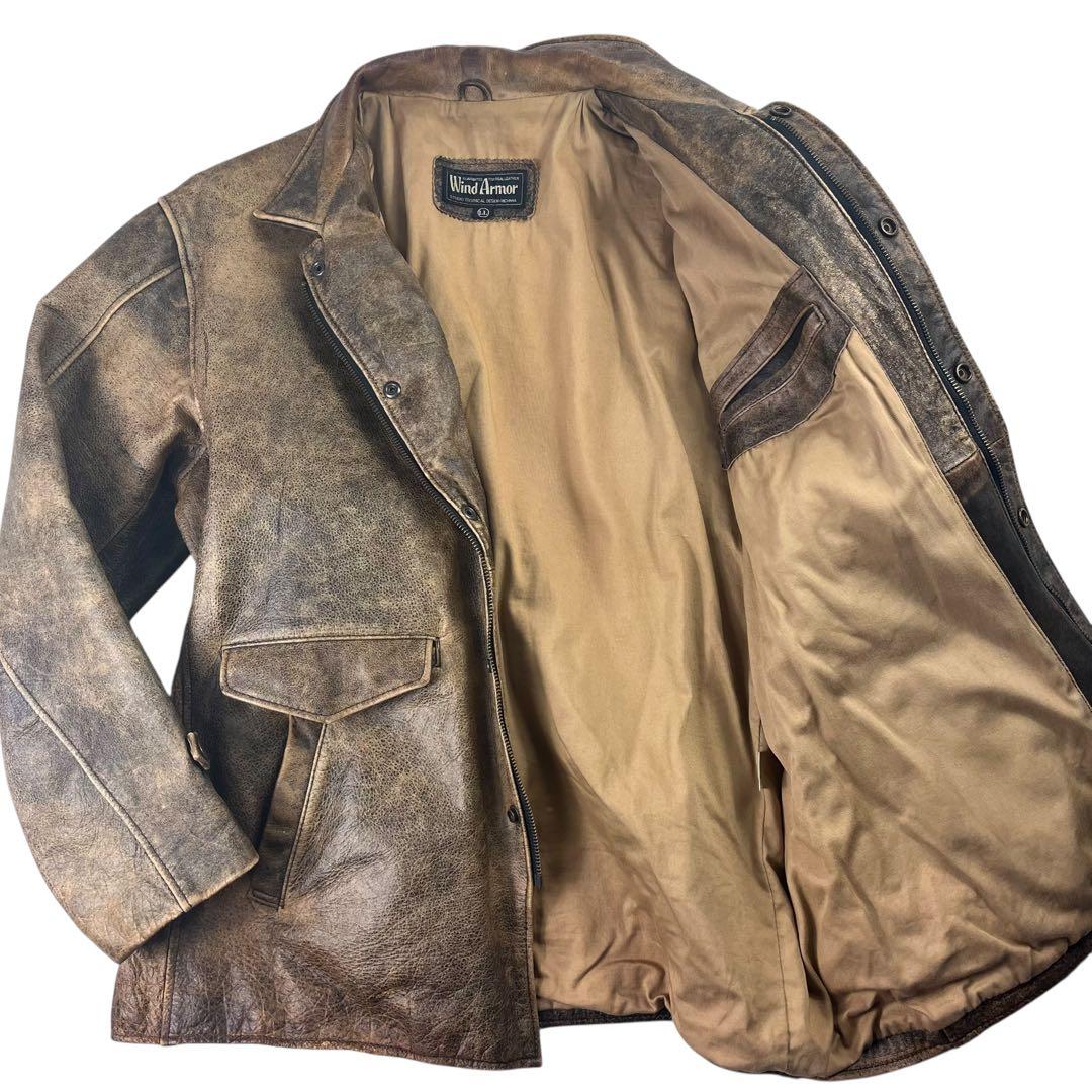 ウィンドアーマー レザージャケット XLサイズ ヴィンテージ ブラウン 中古・古着通販】Wind Armor (ウィンドアーマー) レザージャケット