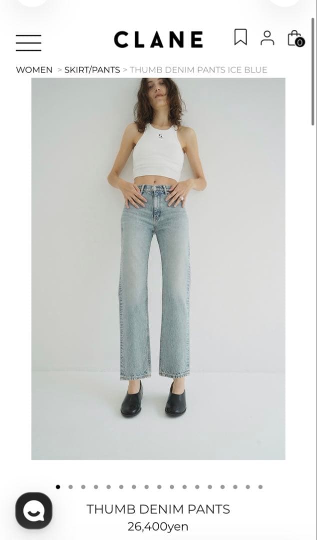 パンツ THUMB DENIM PANTS ICE BLUE 1 THUMB DENIM PANTS（デニムパンツ）｜CLANE（クラネ）のファッション