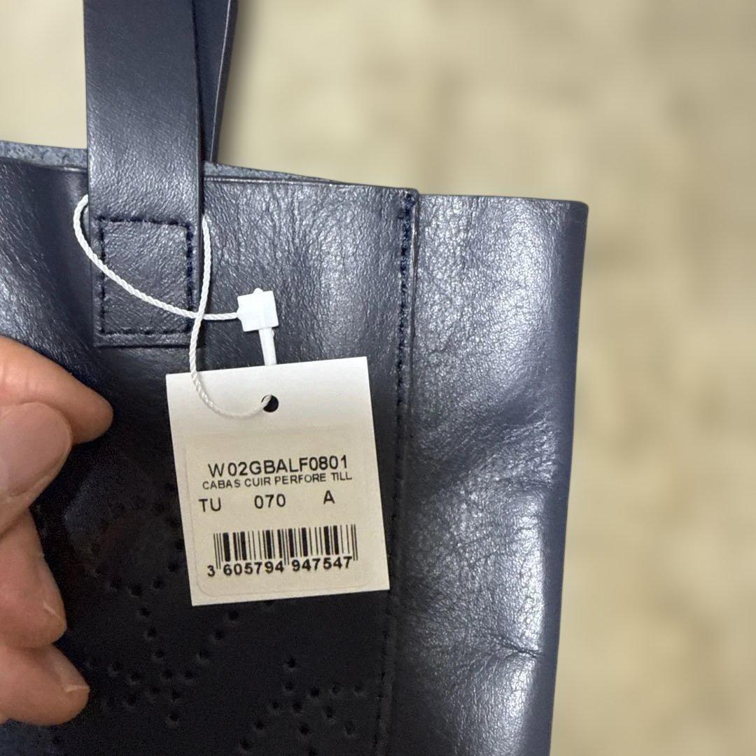 新品未使用タグ付き ボンポワン ネイビー レザー トートバッグ - メルカリ