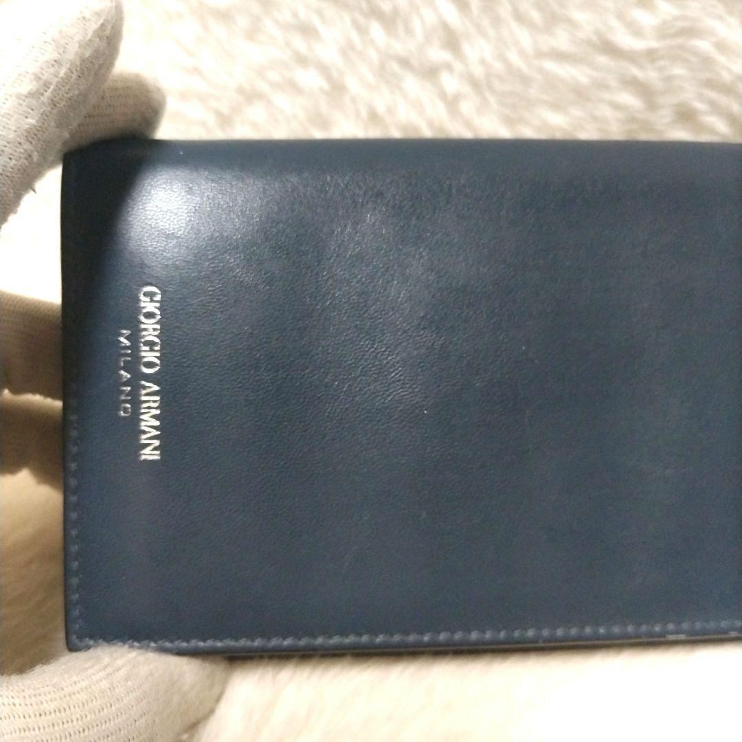 美品】ジョルジオアルマーニ シープレザー ロゴ 二つ折り長財布 近年