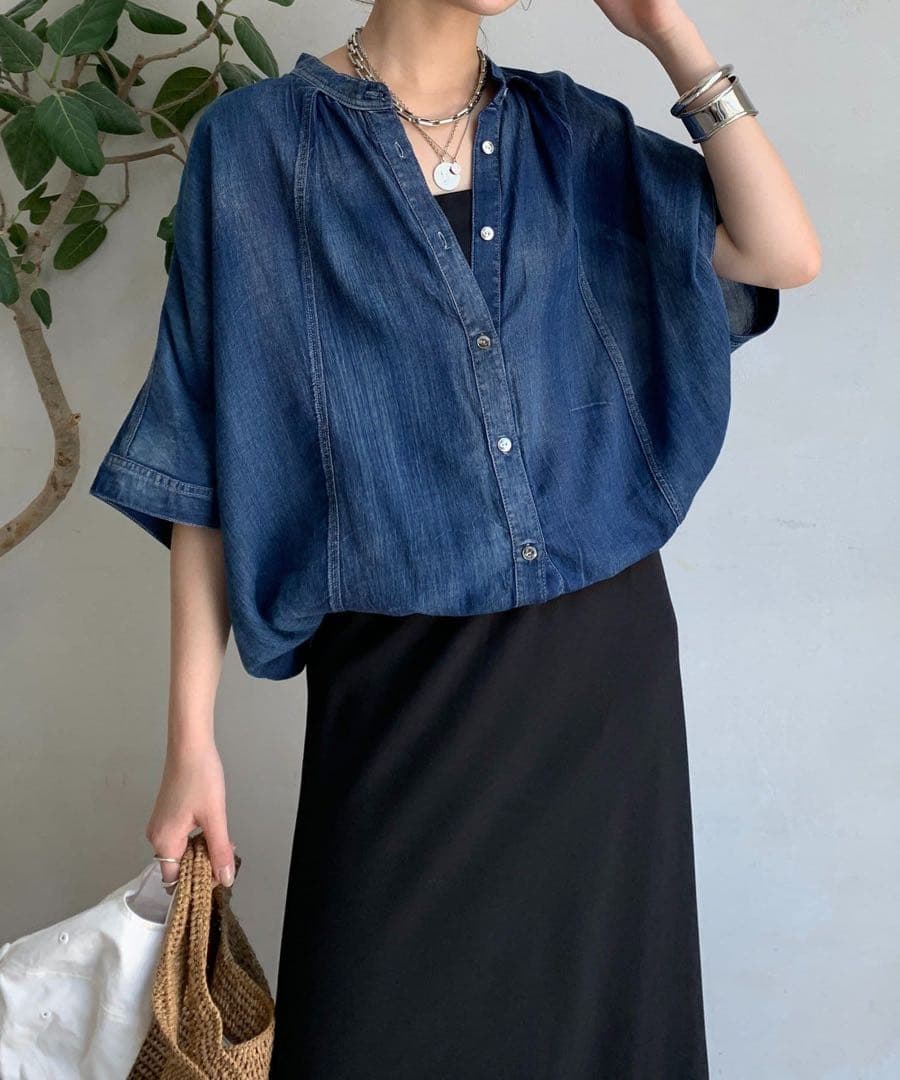 DouDou シアーデニムポンチョ風ブラウス シアーデニムポンチョ風ブラウス | DOUDOU(ドゥドゥ)レディース | PAL