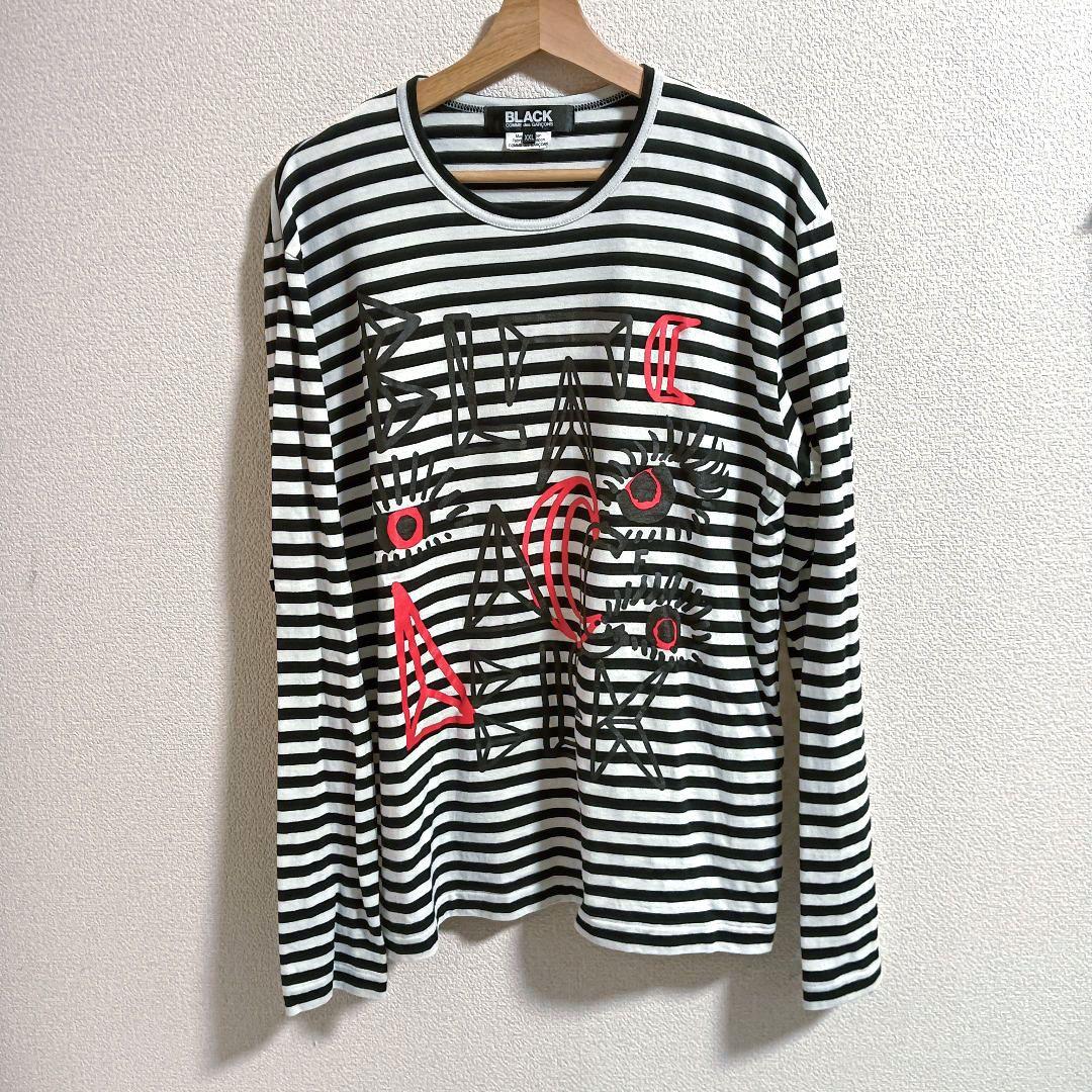 25aw ブラックコムデギャルソン　プリントボーダーカットソー　長袖Tシャツ 25aw ブラックコムデギャルソン プリントボーダーカットソー 長袖T