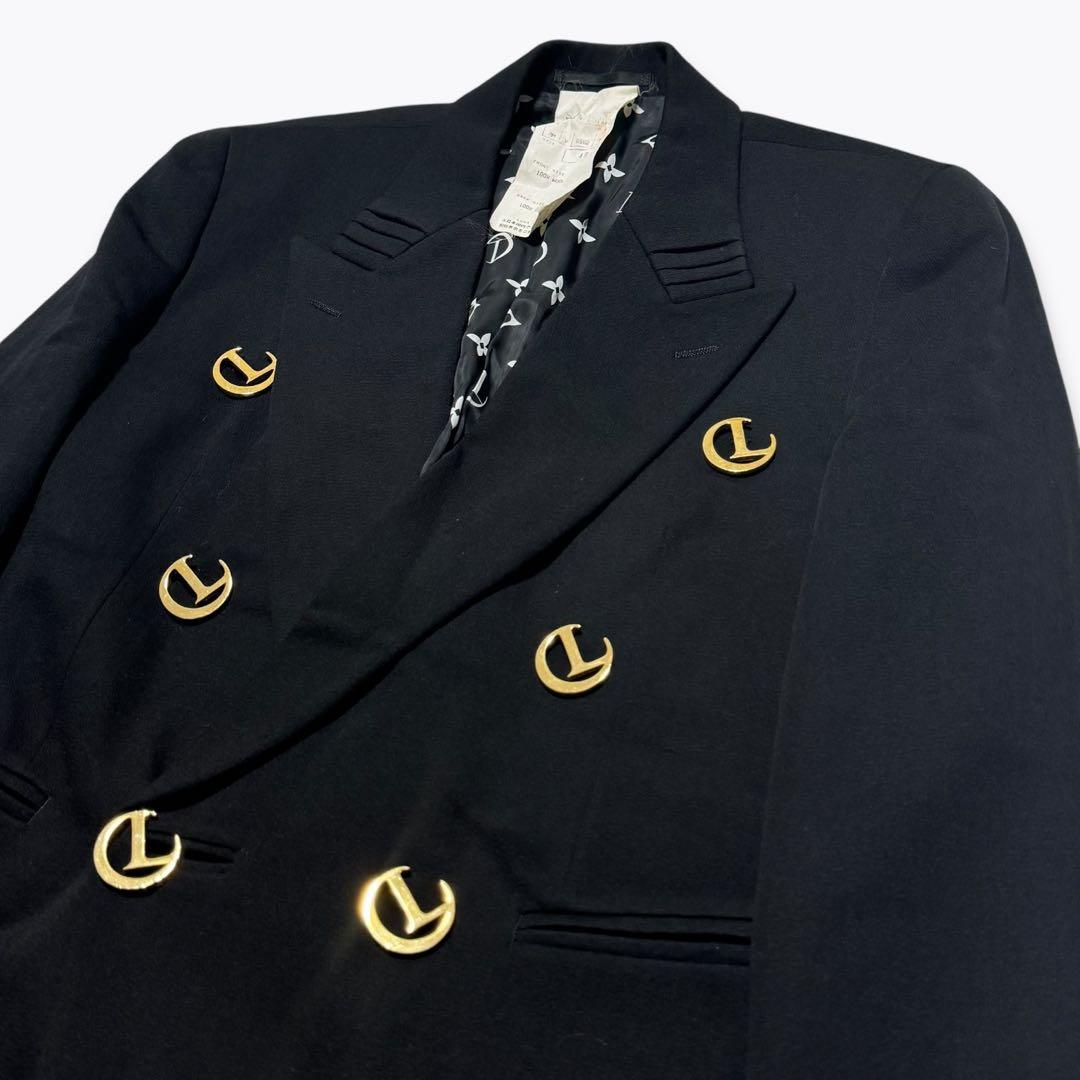 ルナマティーノ 金ボタン ダブルジャケット 裏地総柄 Mサイズ ブラック