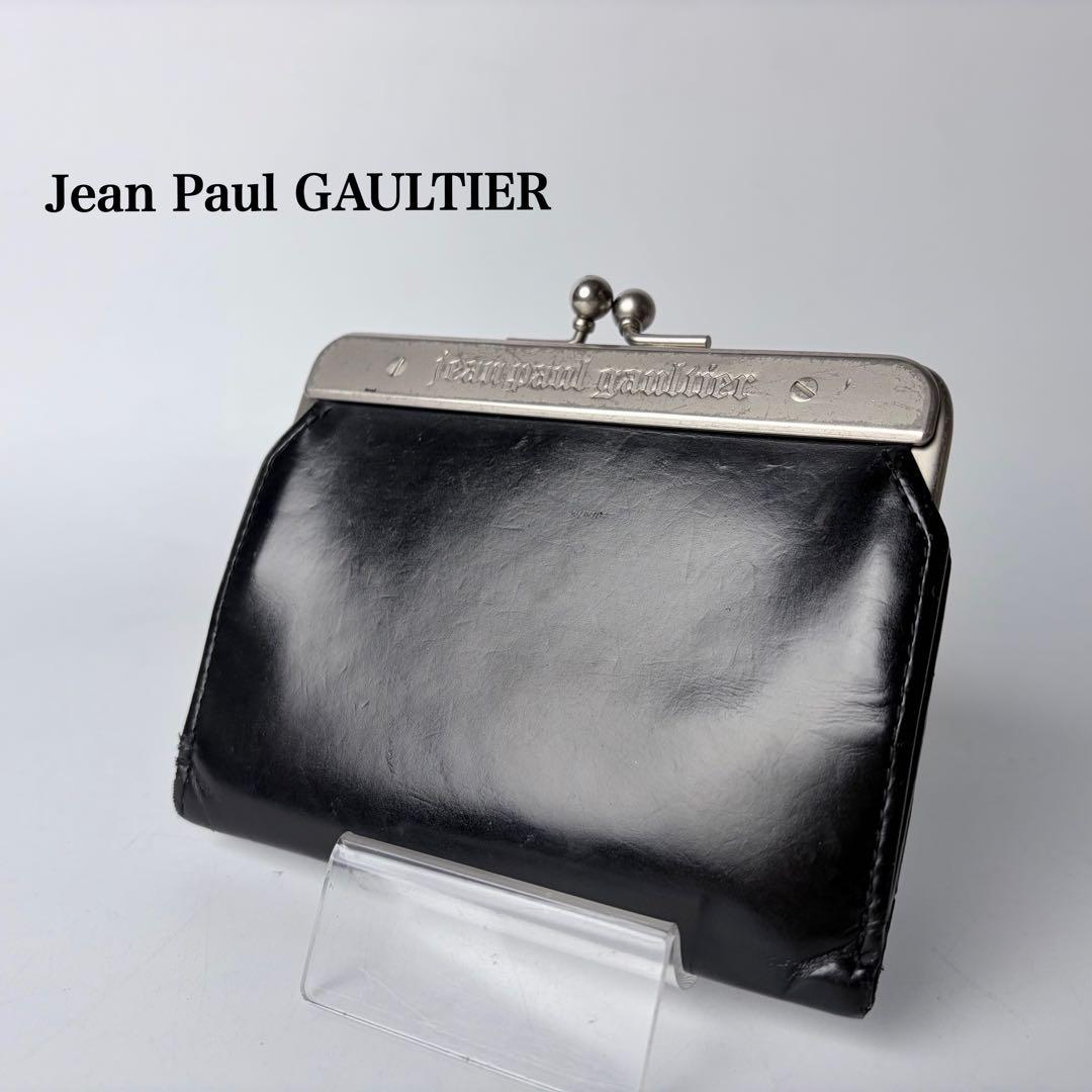 希少】ジャンポールゴルチエ 二つ折り財布 がま口 レザー メタル