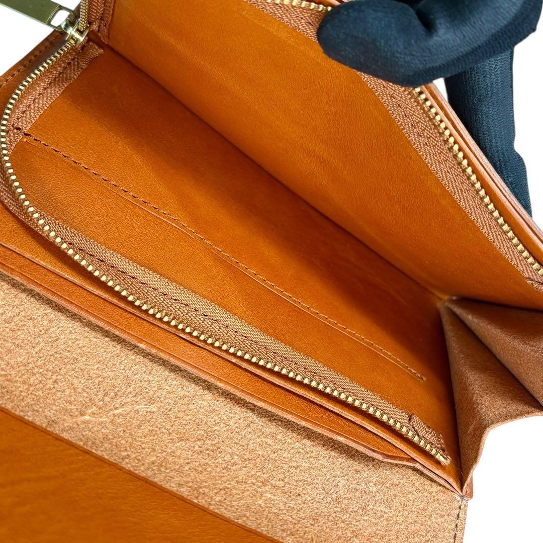 美品】 ビアベリー エステイト 長財布 ブラウン レザー スナップボタン