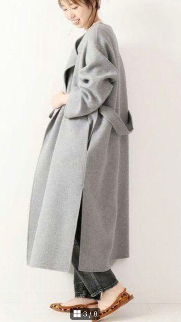 Spick&Span ビーバーフォールドラペルコート グレー S - メルカリ