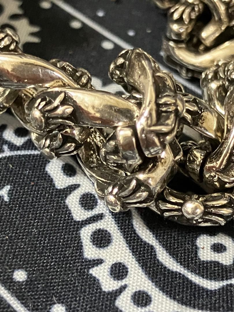 シルバー 925刻印フローラルクロス ウォレットチェーン 193.0g