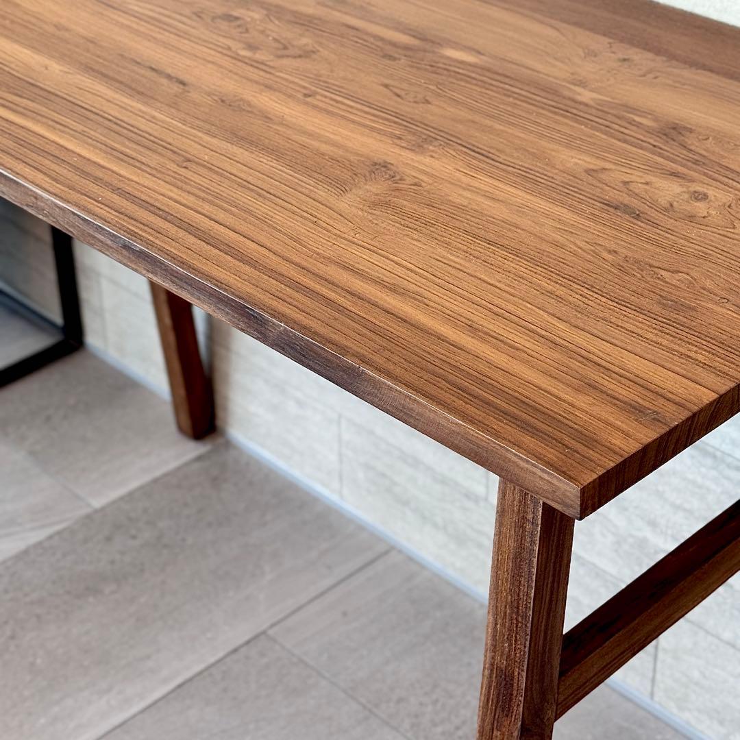 WTWチーク木製テーブル机作業デスク◇幅110木目ナチュラル素材