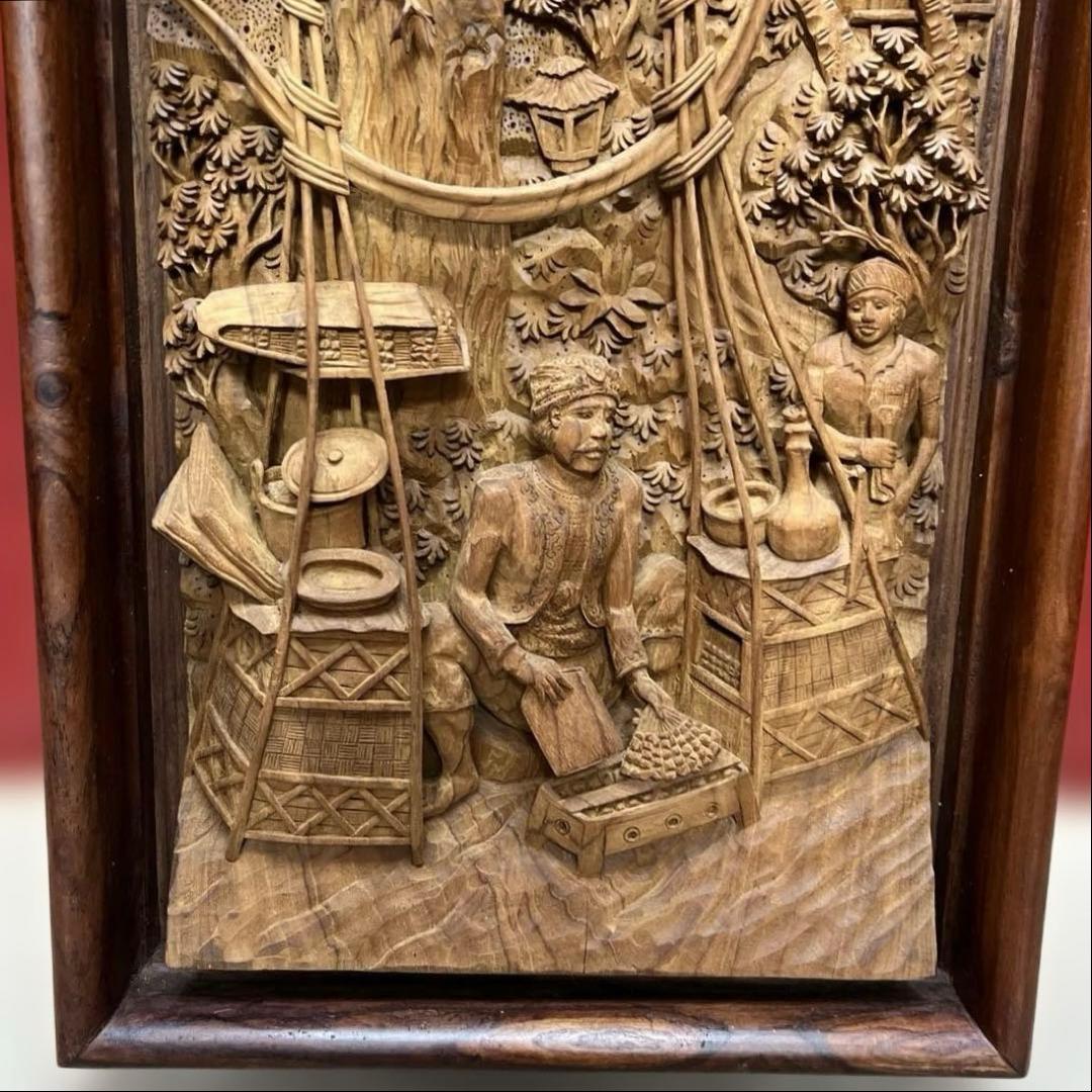 時代 木彫 浮き彫りの額A 約95×49.5㎝ 東さ8-0131① - メルカリ