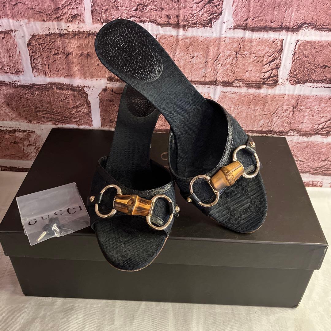 GUCCI♡グッチ バンブーGG柄ミュール GUCCI（グッチ） GGキャンバス・バンブービットミュールサンダル靴
