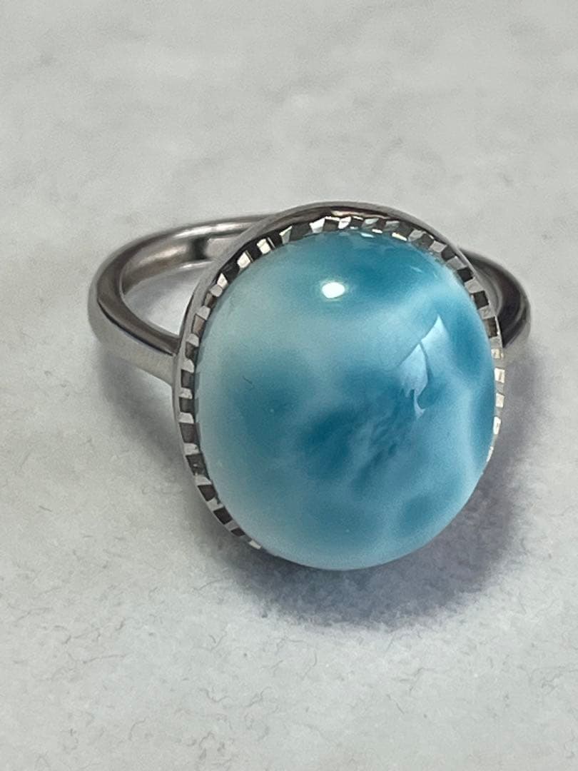 【高品質・やや大きめ】ラリマーリング （15.6×13.5mm）鑑別書付き