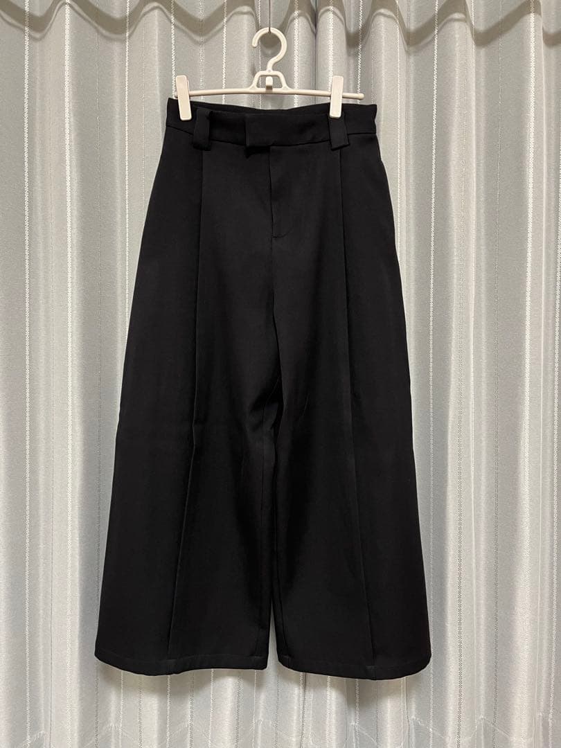 【裾上げあり】MB尾州ウール フロントシーム”ハカマ”スラックス S 黒