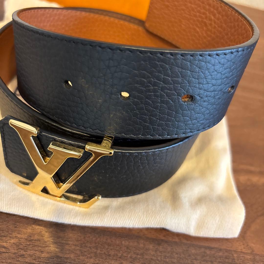 LOUIS VUITTON ブラックレザーベルト - メルカリ
