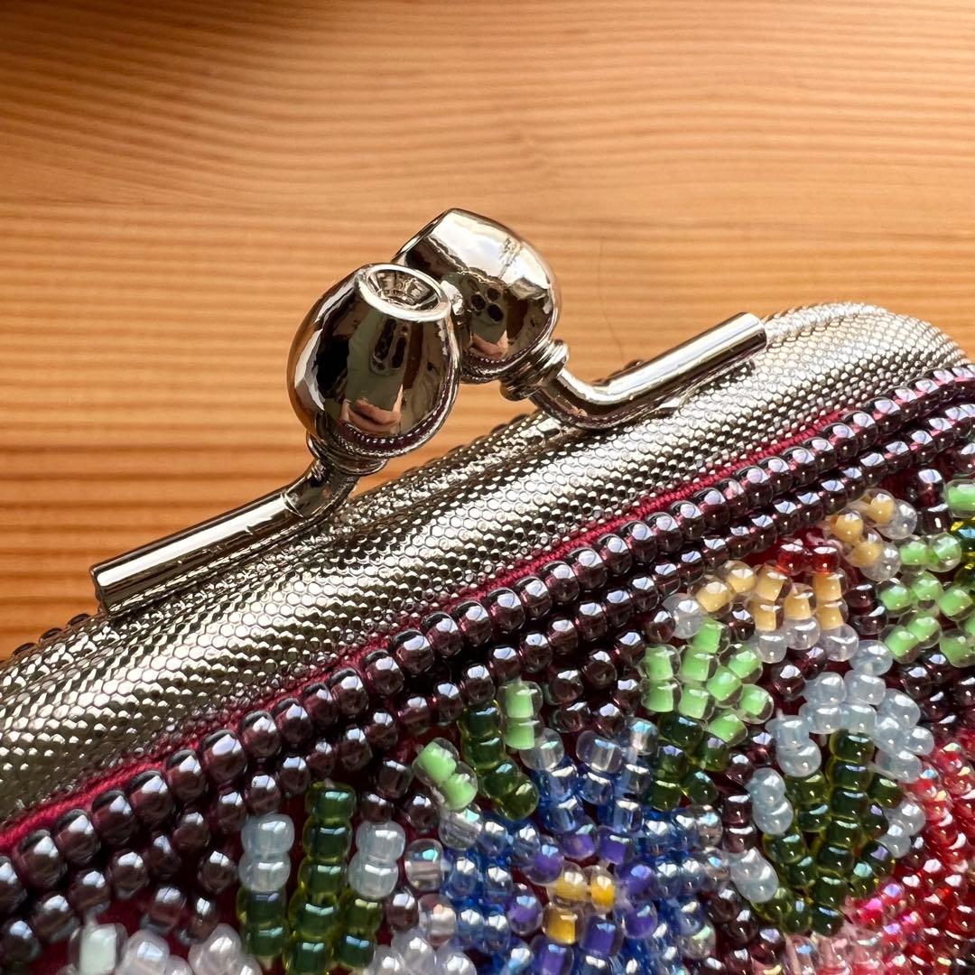 極美品 柏ビーズ がま口財布 小銭入れ 総ビーズ 花柄 伝統工芸 - メルカリ