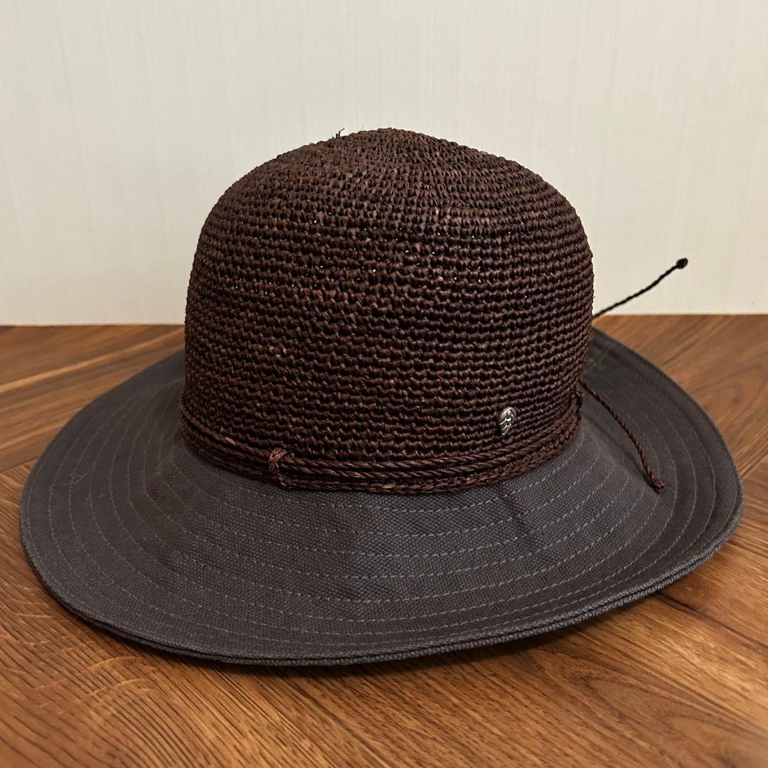 ヘレンカミンスキー ラフィアハット 麦わら帽子　ブラウン コットン 異素材コンビ 楽天市場】HELEN KAMINSKI 中折れハット ラフィアハット 麦わら帽子