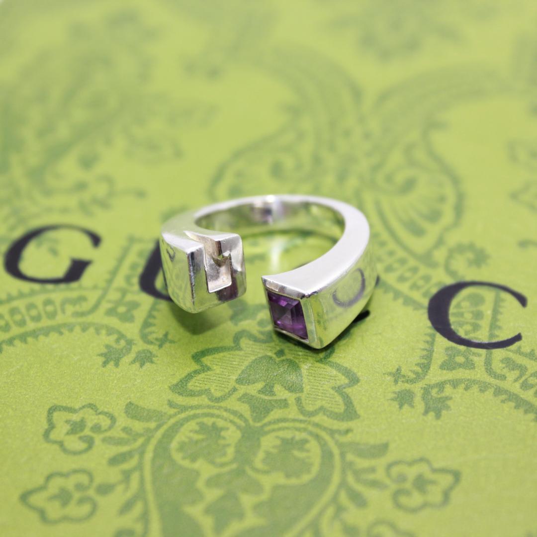 美品 GUCCI グッチ ツイスト アメジスト シルバー リング 指輪 9号 美品 GUCCI グッチ ツイスト アメジスト シルバー リング 指輪 9号