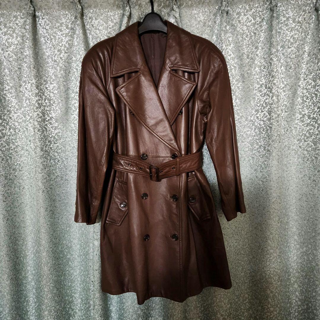 レザー コート トレンチコート 羊革 ダブルブレスト 美品 値下げ