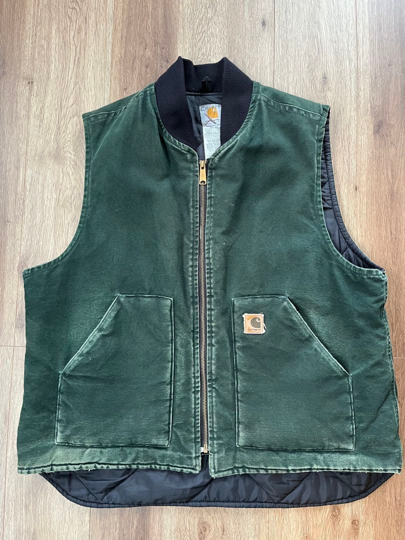 カーハート　ダック　ベスト　V02 SPC スプルースグリーン　メキシコ製 Vintage Carhartt Arctic Vest Quilt Lined V02 SPC Spruce Green Size