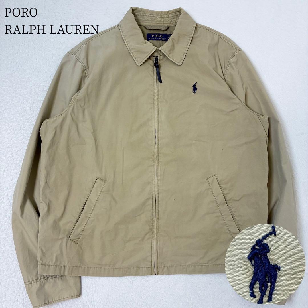 ポロラルフローレン　スウィングトップ　ベージュ　ポニー刺繍　Lサイズ　背抜き ポロラルフローレン スウィングトップ ベージュ ポニー刺繍 Lサイズ