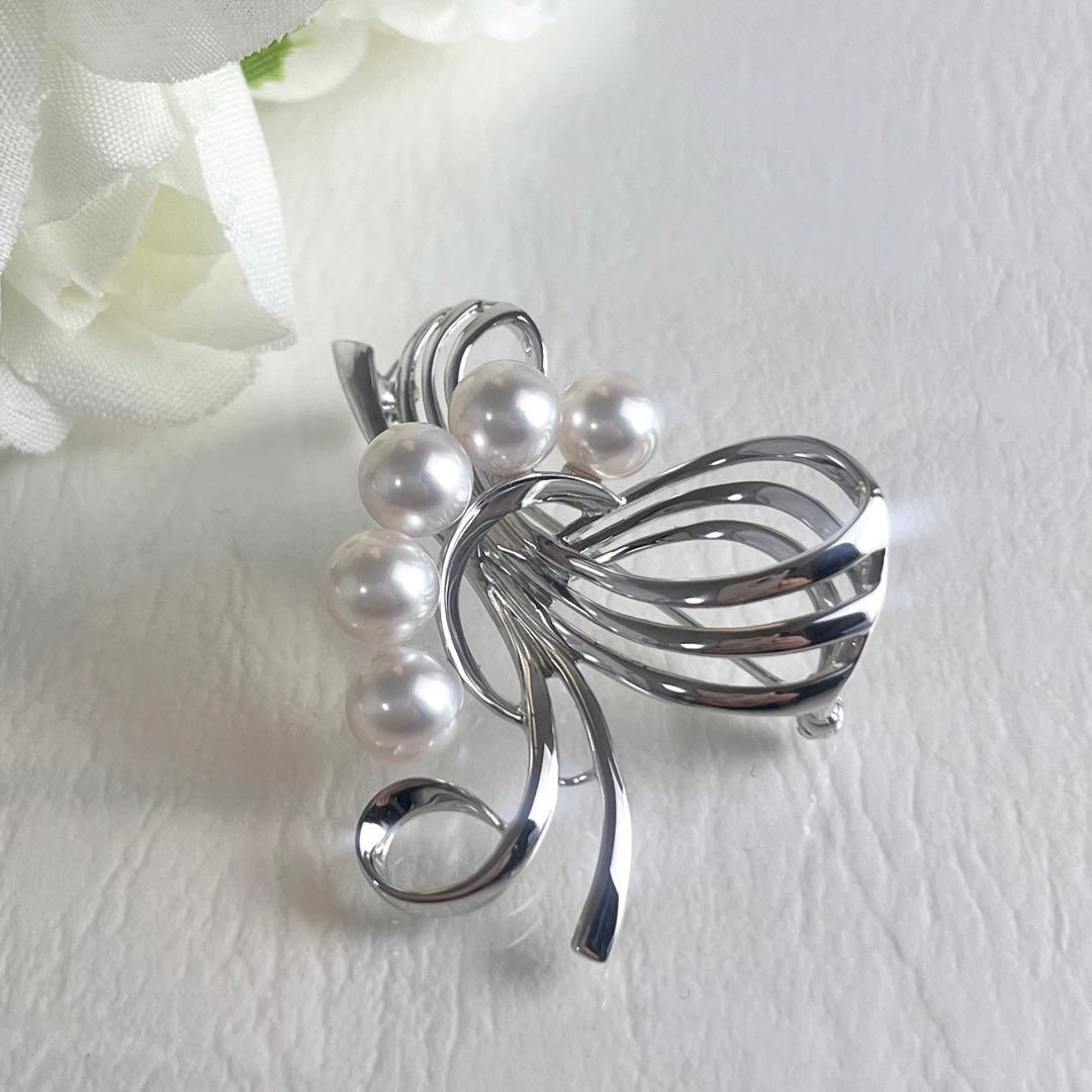 ☆美品☆ミキモト シルバー パール 5珠 ブローチ 皇室御用達ブランド