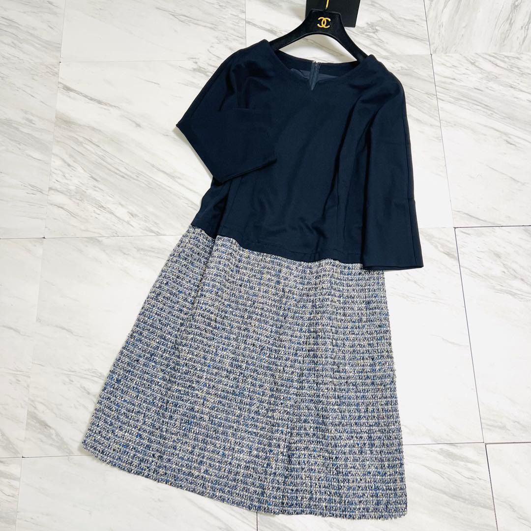 新品同様 レリアン 近年モデル ロングワンピース ツイード セレモニー 3L 店舗人気】ツイードワンピース【セレモニー】|レリアン プラスハウス